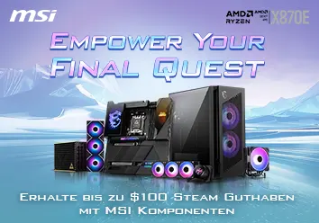 Erhalte bis zu 100$ Steam Guthaben mit MSI Komponenten