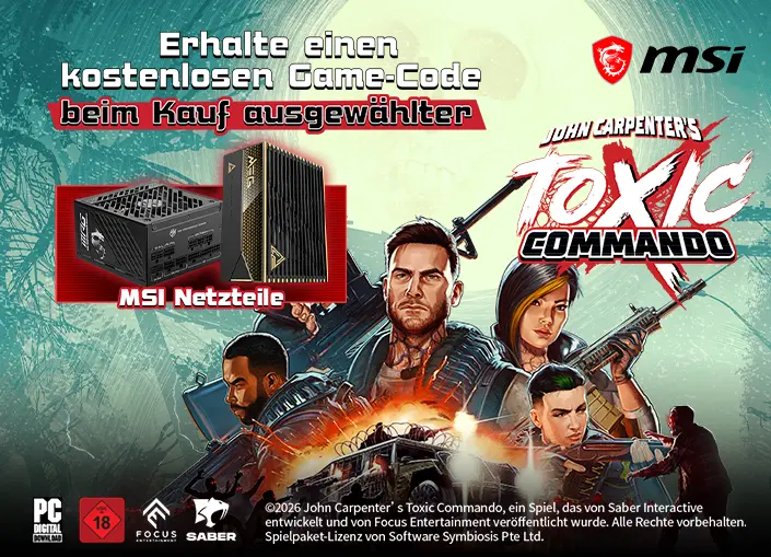 Erhalte einen kostenlosen Game-Code beim Kauf ausgew&auml;hlter MSI Netzteile.