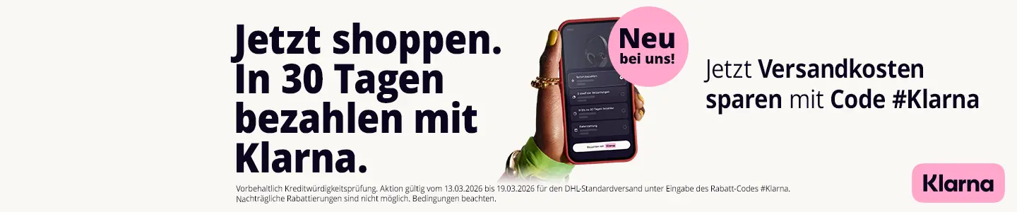 Jetzt shoppen. In 30 Tagen bezahlen mit Klarna.