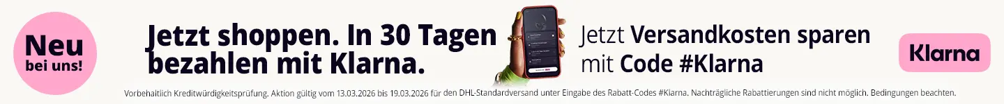 Jetzt shoppen. In 30 Tagen bezahlen mit Klarna.