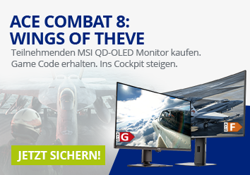 Sichere dir deinen ACE COMBAT 8: Wings of the Theve Game-Code beim Kauf eines teilnehmenden MSI QD-OLED-Gaming-Monitors!