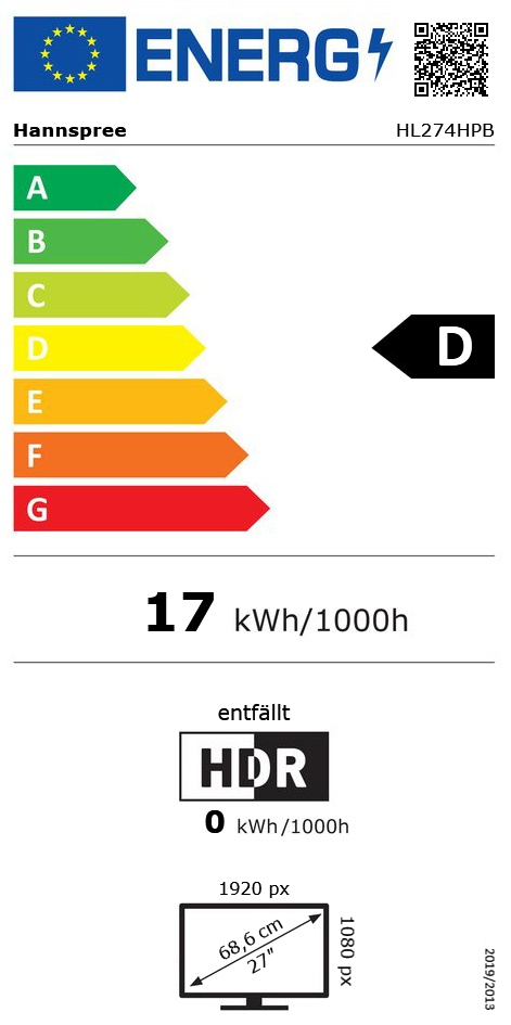 27" (68,58cm) Hannspree HL274HPB schwarz 1920x1080 1xDVI /