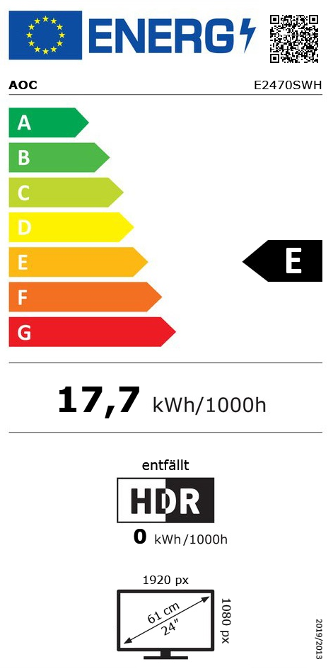 24" (60,96cm) AOC E2470SWH schwarz 1920x1080 1xDVI / 1xHDMI /
