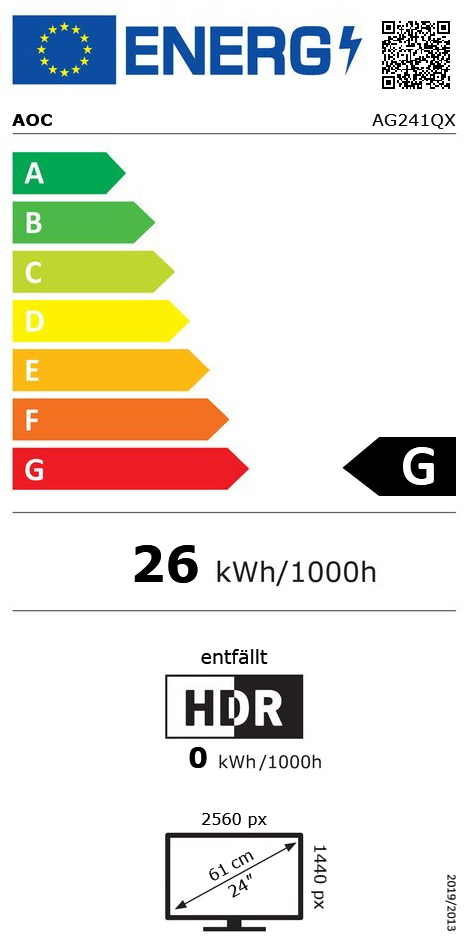 24" (60,96cm) AOC AGON AG241QX schwarz 2560x1440 1xDisplayPort /