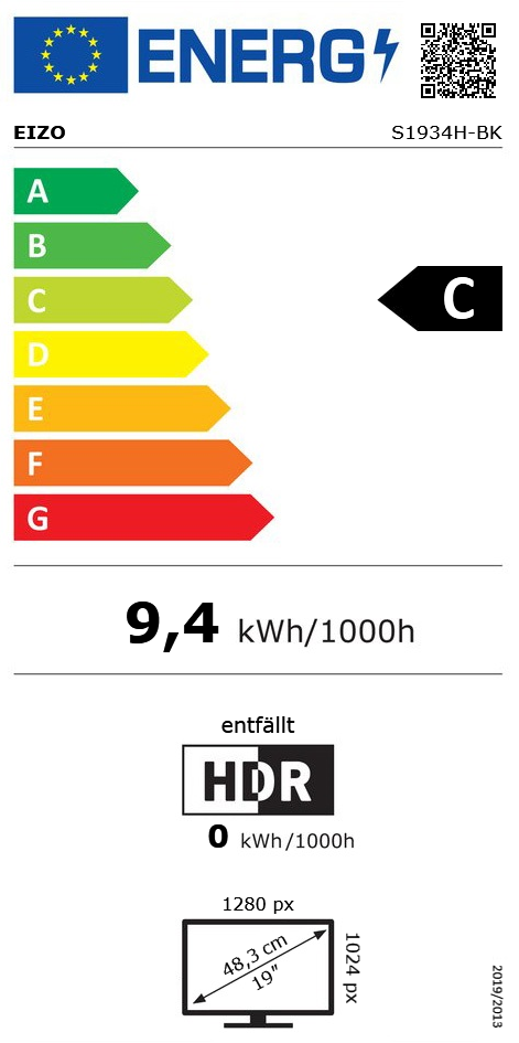19" (48,26cm) EIZO FlexScan S1934 schwarz 1280x1024