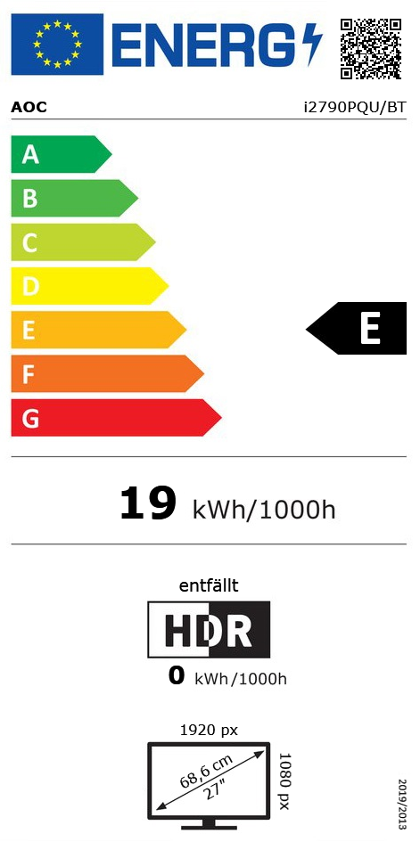 27" (68,58cm) AOC I2790PQU/BT schwarz/silber 1920x1080