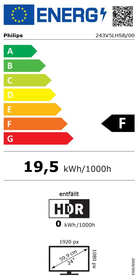 23,6" (59,94cm) Philips V-Line 243V5LHSB schwarz 1920x1080 1xDVI