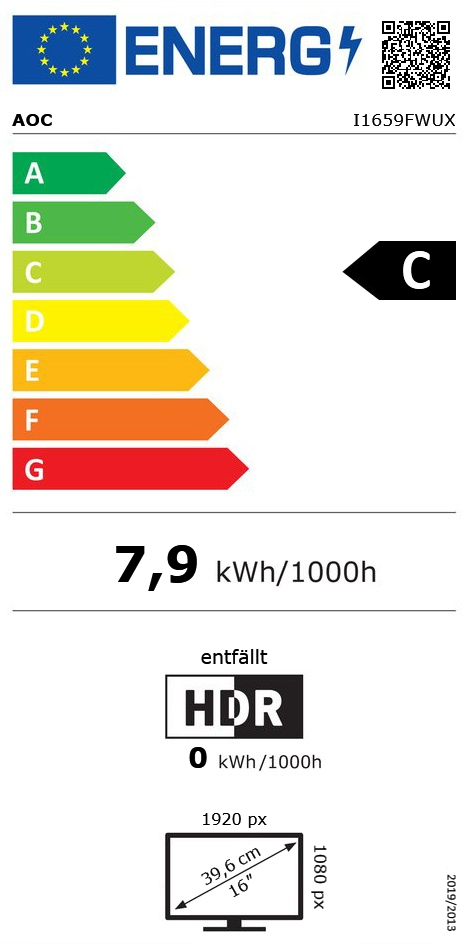 15,6" (39,62cm) AOC I1659FWUX schwarz 1920x1080 1x USB 3.0