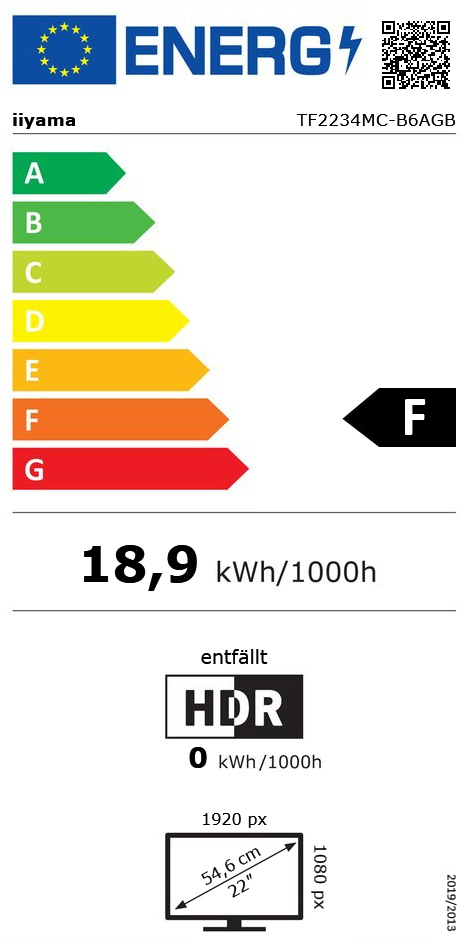 21,5" (54,61cm) iiyama ProLite TF2234MC-B6AGB schwarz 1920x1080