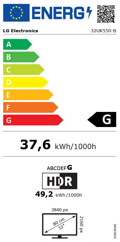 31.5" (80,01cm) LG Electronics 32UK550-B schwarz 3840x2160 1x