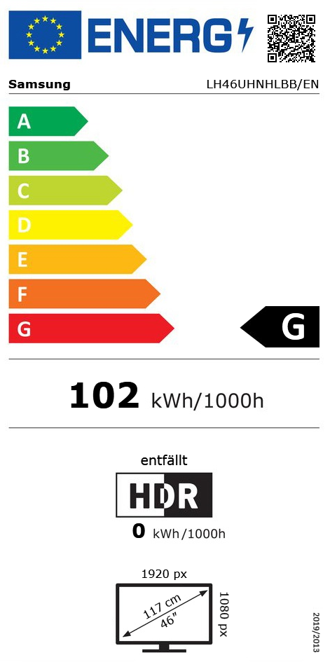 46" (117cm) Samsung LH46UHNHLBB/EN Full HD 60Hz LED DVB-C2 /