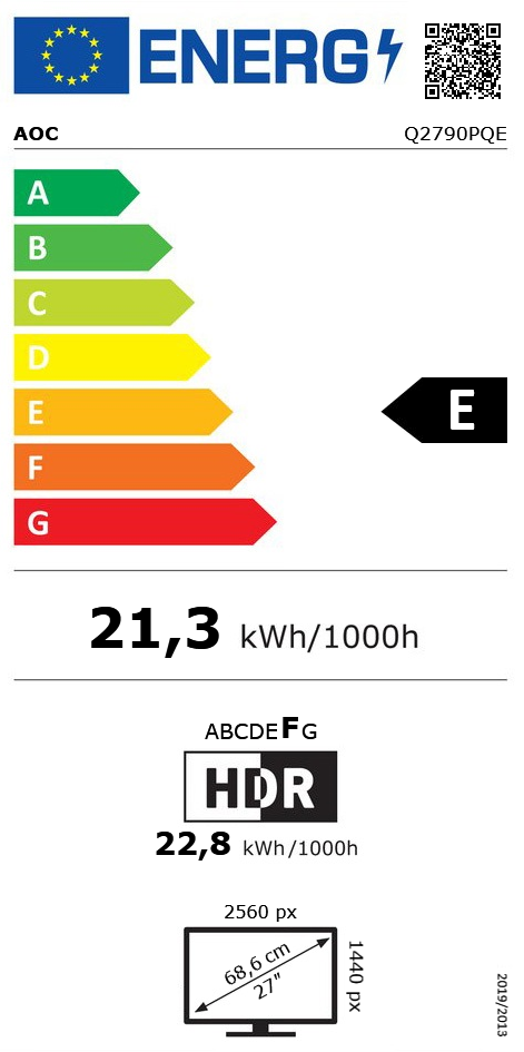27" (68,58cm) AOC Q2790PQE silber/schwarz 2560x1440 1x