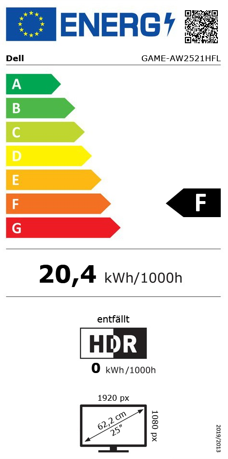 24,5" (62,23cm) Dell Alienware AW2521HFL Wei&szlig; 1920x1080 1x