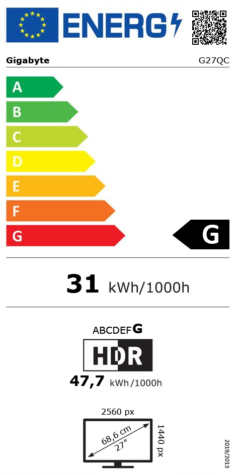 27" (68,58cm) Gigabyte G27QC schwarz 2560x1440 1x DisplayPort