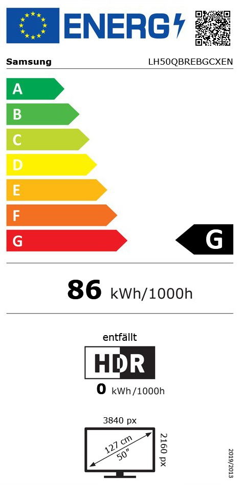 50" (127,00cm) Samsung QB50R schwarz 3840x2160 1xDVI / 2xHDMI 2.0