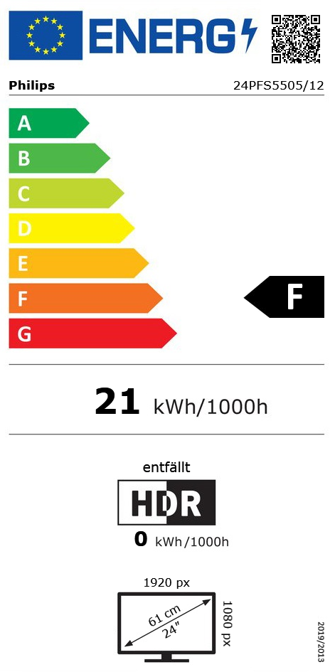 24" (61cm) Philips 24PFS5505 Full HD 60Hz LED DVB-T2