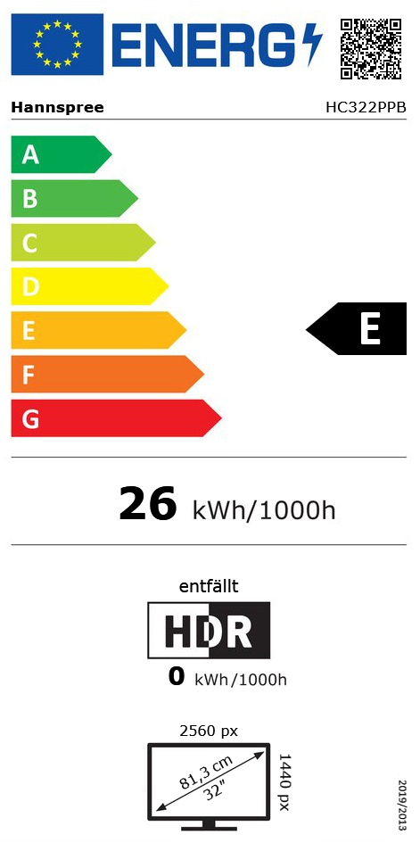 32" (81,28cm) Hannspree HC322PPB schwarz 2560x1440 1x