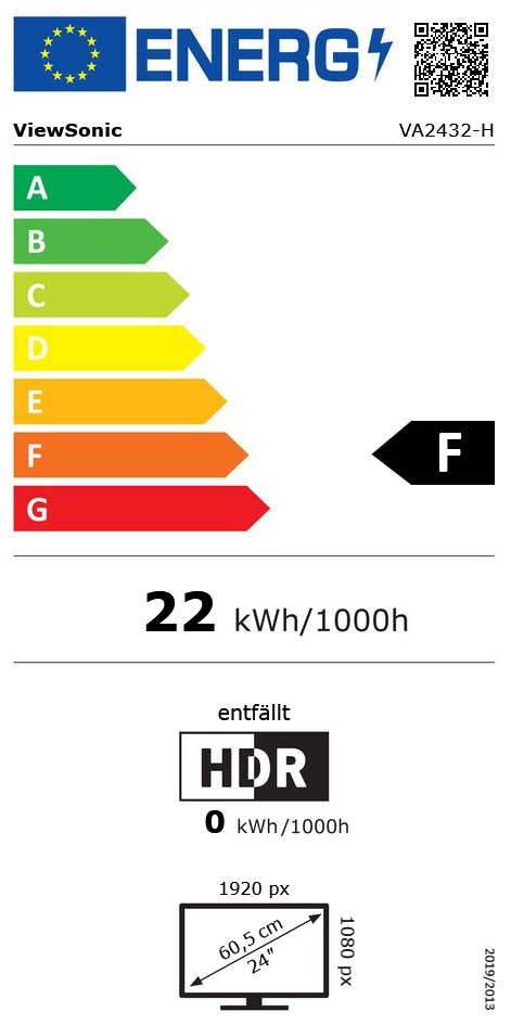 23,8" (60,47cm) ViewSonic VA2432-H schwarz 1920x1080 1xHDMI 1.4