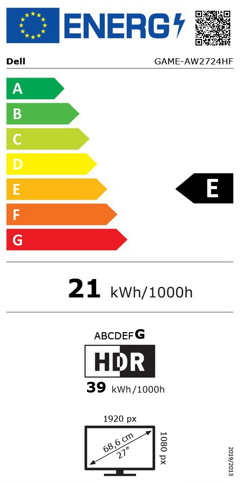 27" (68,58cm) Dell Alienware AW2724HF schwarz 1920x1080 1xHDMI /