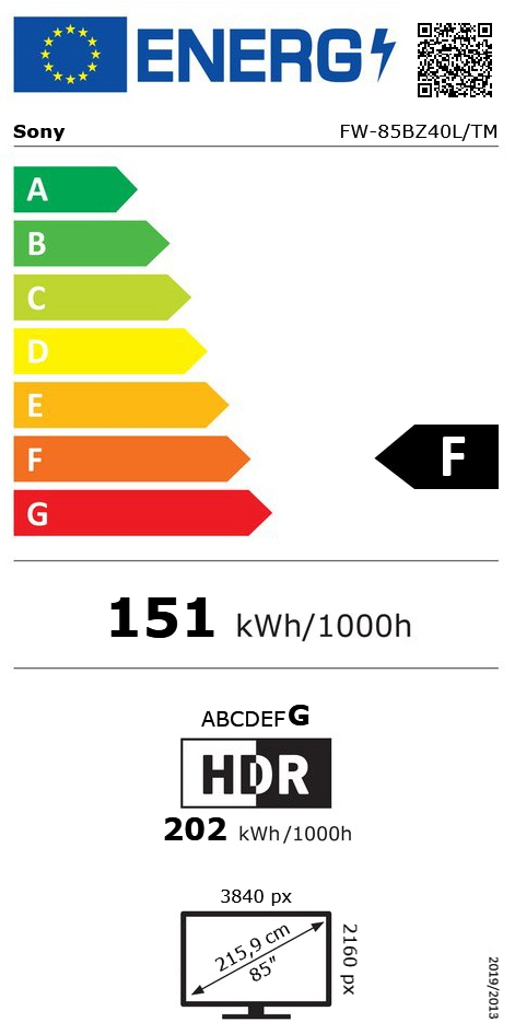 85" (215,90cm) Sony Professional FW-85BZ40L schwarz 3840x2160