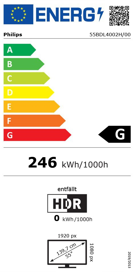 55" (139,70cm) Philips H-Line 55BDL4002H schwarz 1920x1080 1x