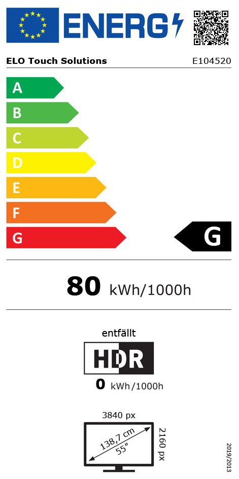54.6" (138,68cm) ELO Touch Solutions 5554L schwarz 3840x2160