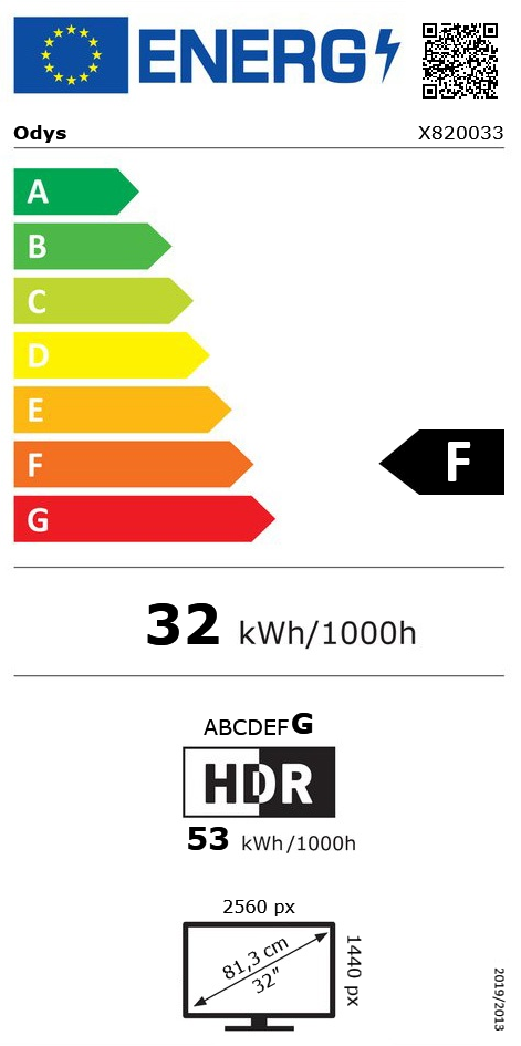 32" (81,28cm) Odys XP32-X schwarz 2560x1440 2xDisplayport 1.4 /