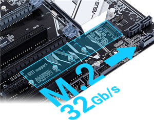 Einzigartige Geschwindigkeit von bis zu 32 Gb/s dank integriertem M.2.