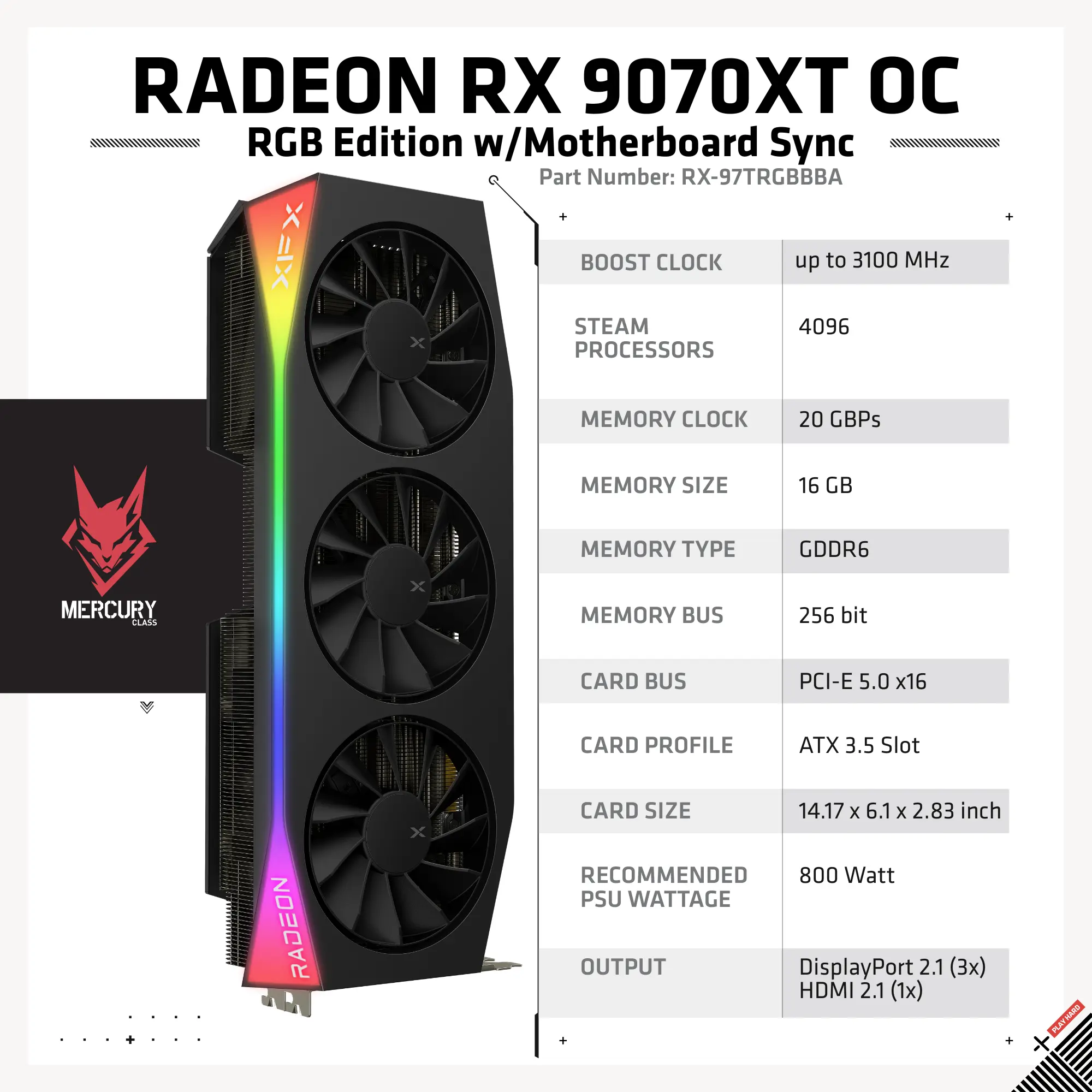 Radeon RX 9070 XT OC - RGB Edition w/ Motherboard Sync