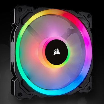 Corsair 140x140x25 Dual Light Loop RGB LED Single Corsair 140x140x25 Dual Light Loop RGB LED Single