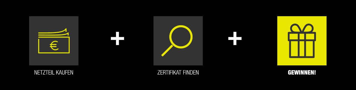 Netzteil kaufen, Zertifikat finden, gewinnen! Netzteil kaufen, Zertifikat finden, gewinnen!