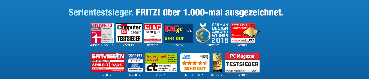 Serientestsieger. FRITZ! über 1.000-mal ausgezeichnet. Serientestsieger. FRITZ! über 1.000-mal ausgezeichnet.