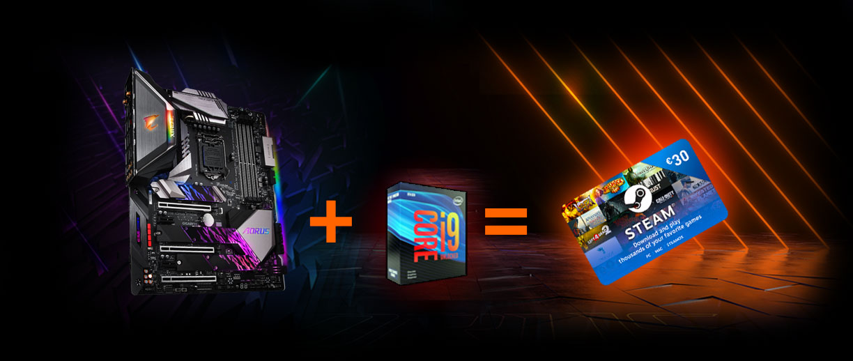 GIGABYTE Z390 + GT10 CPU STEAM-Bundle - JETZT 30 € STEAM GUTHABEN KASSIEREN! GIGABYTE Z390 + GT10 CPU STEAM-Bundle - JETZT 30 € STEAM GUTHABEN KASSIEREN!