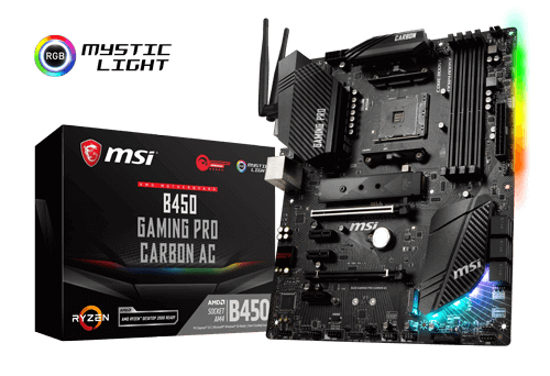 MSI B450 Gaming Pro Carbon AC AMD B450 So.AM4 Dual Channel DDR4 ATX