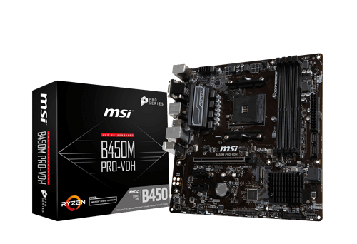MSI B450M Pro-VDH AMD B450 So.AM4 Dual Channel DDR4 mATX Retail